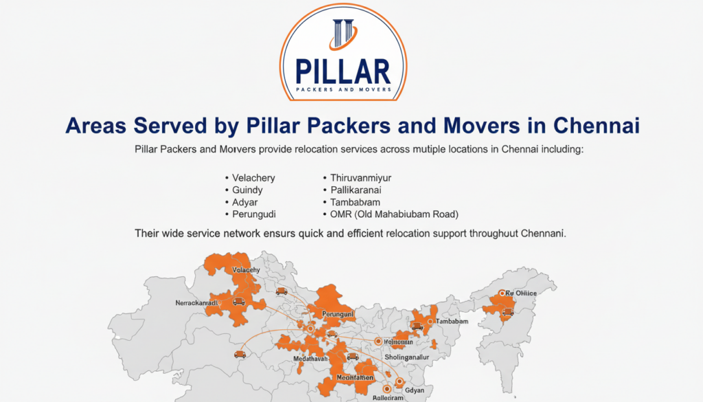 Areas Served by Pillar Packers and Movers in Chennai